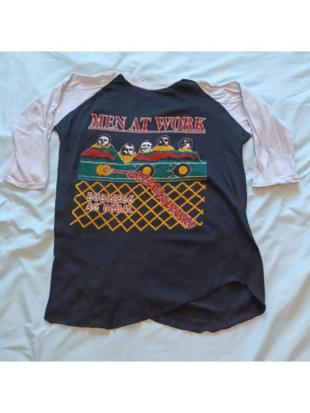 Vintage 1980s Men at Work Business as Usual Raglan Sleeve Shirt Adult Size M